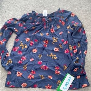 Girls Carter's Floral Blouse - Navy and Multicolor - Size 7